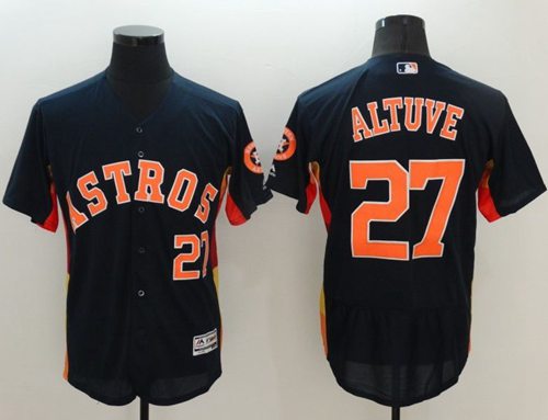 Astros #27 Jose Altuve Navy Blue Flexbase Authentic Collection Stitched MLB Jersey - Click Image to Close